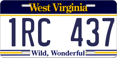 WV license plate 1RC437
