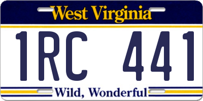 WV license plate 1RC441