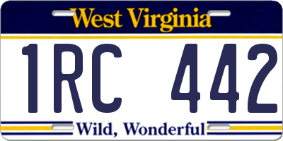 WV license plate 1RC442