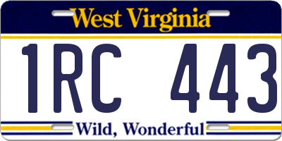 WV license plate 1RC443