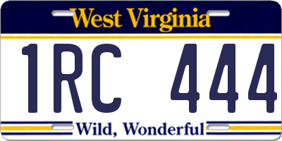 WV license plate 1RC444