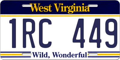 WV license plate 1RC449