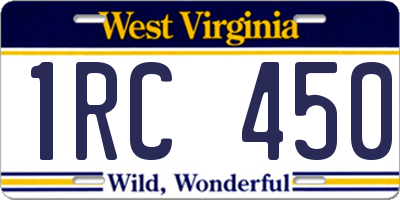 WV license plate 1RC450