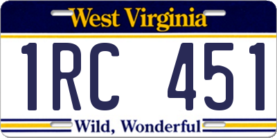 WV license plate 1RC451