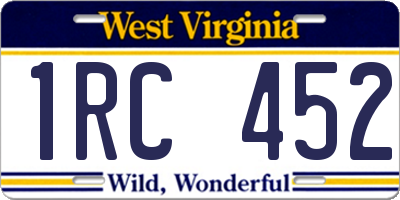 WV license plate 1RC452