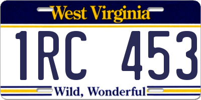 WV license plate 1RC453