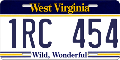 WV license plate 1RC454