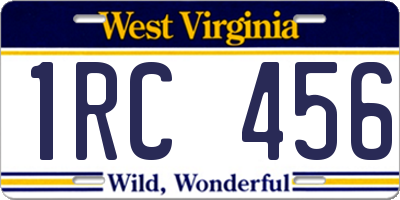 WV license plate 1RC456