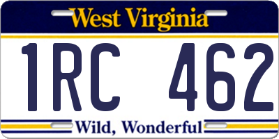 WV license plate 1RC462