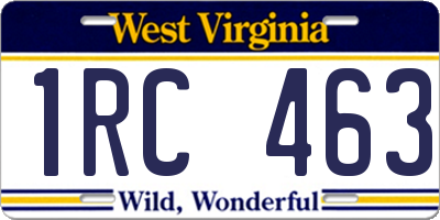 WV license plate 1RC463