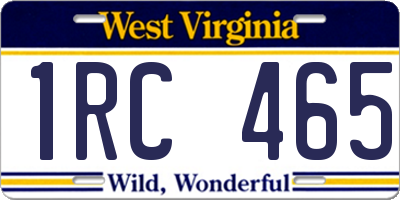 WV license plate 1RC465