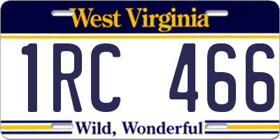 WV license plate 1RC466