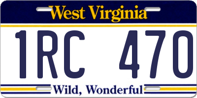 WV license plate 1RC470