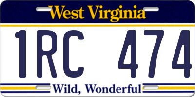 WV license plate 1RC474