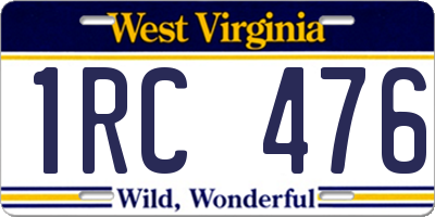 WV license plate 1RC476