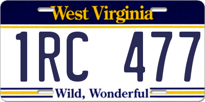 WV license plate 1RC477