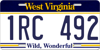 WV license plate 1RC492