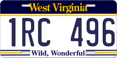 WV license plate 1RC496