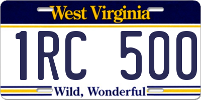 WV license plate 1RC500