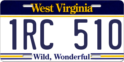 WV license plate 1RC510