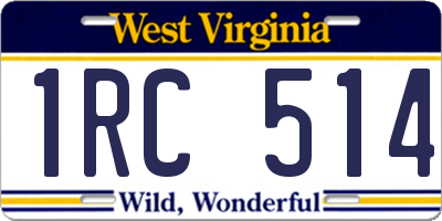 WV license plate 1RC514