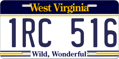 WV license plate 1RC516