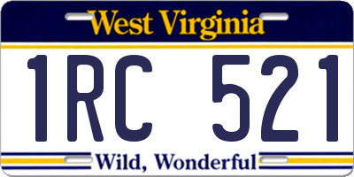 WV license plate 1RC521