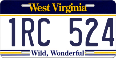 WV license plate 1RC524