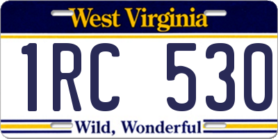 WV license plate 1RC530
