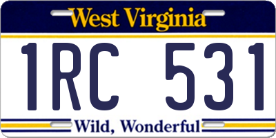 WV license plate 1RC531