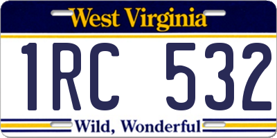 WV license plate 1RC532