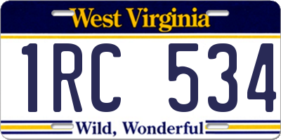 WV license plate 1RC534