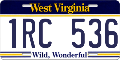 WV license plate 1RC536