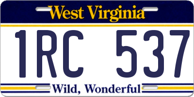WV license plate 1RC537