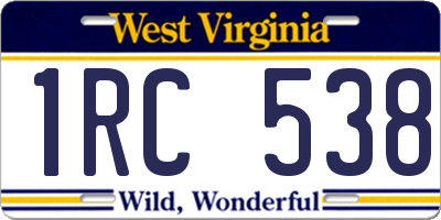 WV license plate 1RC538