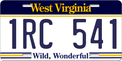 WV license plate 1RC541