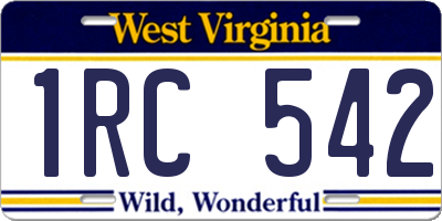 WV license plate 1RC542