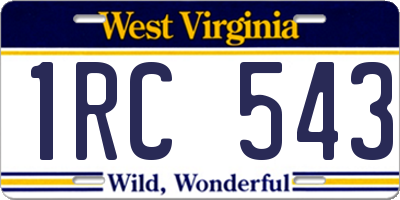 WV license plate 1RC543