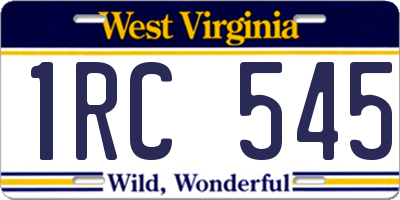 WV license plate 1RC545