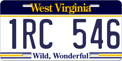 WV license plate 1RC546