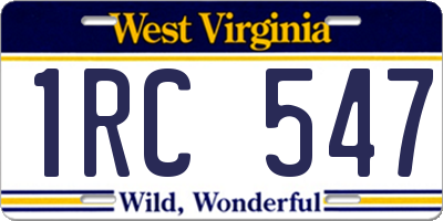 WV license plate 1RC547