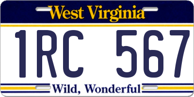 WV license plate 1RC567