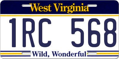 WV license plate 1RC568