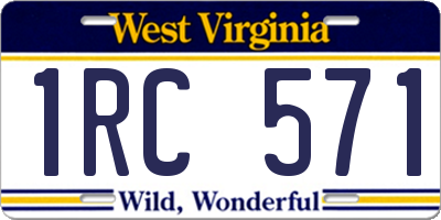 WV license plate 1RC571