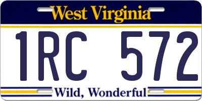 WV license plate 1RC572