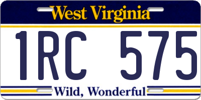WV license plate 1RC575