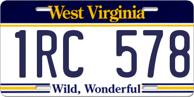 WV license plate 1RC578