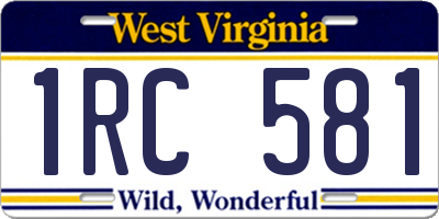 WV license plate 1RC581