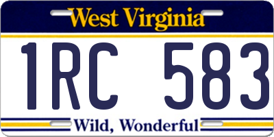 WV license plate 1RC583