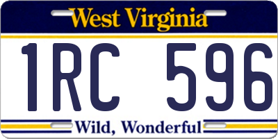 WV license plate 1RC596